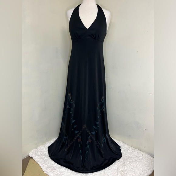 Vintage 70s Halter Maxi Dress Sur Brett - Picture 1 of 6